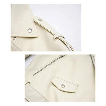 LY VAREY LIN Women Vintage Faux Leather Biker Jacket