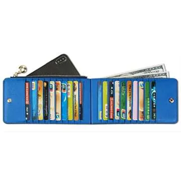 YALUXE Women's RFID Blocking Genuine Leather Multi Card Organizer Wallet with Zipper Pocket RFID Blocking skyblue