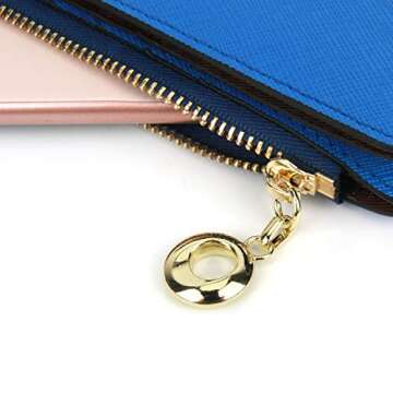 YALUXE Women's RFID Blocking Genuine Leather Multi Card Organizer Wallet with Zipper Pocket RFID Blocking skyblue