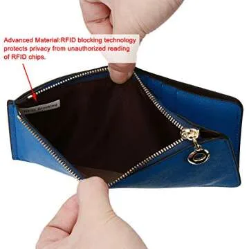 YALUXE Women's RFID Blocking Genuine Leather Multi Card Organizer Wallet with Zipper Pocket RFID Blocking skyblue