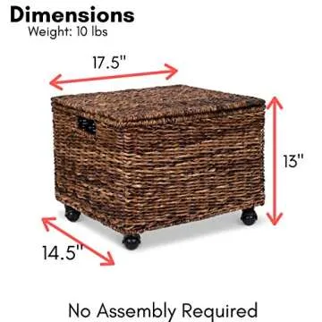 BIRDROCK HOME Seagrass Rolling File Cabinet - Storage Organizer Box with Lid - Home Office Decor - Decorative Organize - Letter Legal Hanging Filing Container - Strong Durable Toy Pillow - Espresso