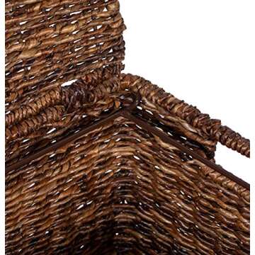 BIRDROCK HOME Seagrass Rolling File Cabinet - Storage Organizer Box with Lid - Home Office Decor - Decorative Organize - Letter Legal Hanging Filing Container - Strong Durable Toy Pillow - Espresso