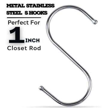 WHITECLOUDZ 30-Pack Silver S Hooks for Hanging Plants, Stainless Steel S hooks for hanging heavy-duty, Closet Hooks for Hanging Clothes, Durable kitchen hooks for hanging Utensils, Pots, Clothes & Bag