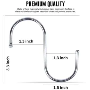 WHITECLOUDZ 30-Pack Silver S Hooks for Hanging Plants, Stainless Steel S hooks for hanging heavy-duty, Closet Hooks for Hanging Clothes, Durable kitchen hooks for hanging Utensils, Pots, Clothes & Bag