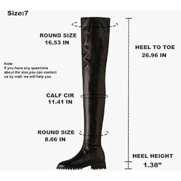 AOSPHIRAYLIAN Womens Thigh High Boots Chunky Heel Flat Slip On PU Leather Riding Surgical Stretch Over the Knee High Boots