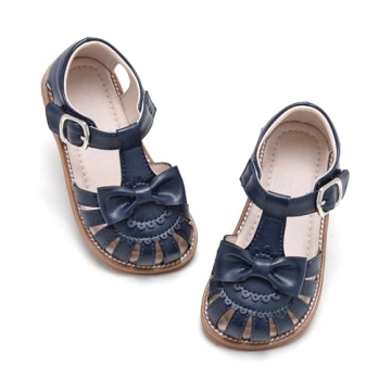 Kiderence Toddler Girls Sandals Stylish Navy Blue Summer Shoes Size 11