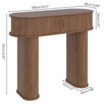 Round Console Table, Mid Century Modern Console Table, Sofa Table, Narrow Entryway Table for Hallway...