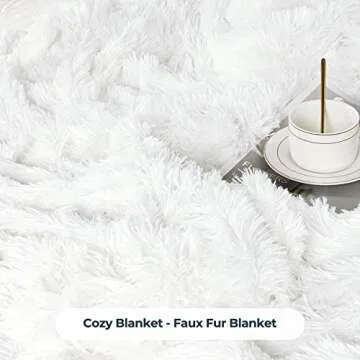 XYYZYZ Super Fluffy Throw Blanket, Faux Fur Fuzzy Blanket for Couch Sofa Bed, 50x60 Inches, Pure White