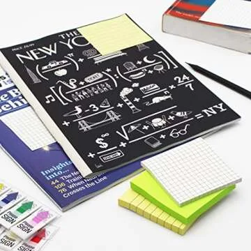 (12 Pad) Lined Grid Sticky Notes,3x3 Inch, Self-Stick Notes, Easy to Post for School, Office, Notebook, White Color Pads/Pack