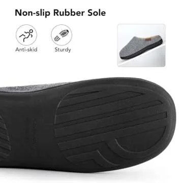 VeraCosy Men's Wool Felt Slippers Warm Fuzzy Faux Sherpa Slip-on Memory Foam Indoor House Slippers Pale Gray, 11-12 US