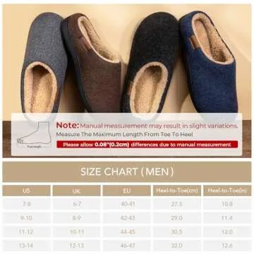 VeraCosy Men's Wool Felt Slippers Warm Fuzzy Faux Sherpa Slip-on Memory Foam Indoor House Slippers Pale Gray, 11-12 US