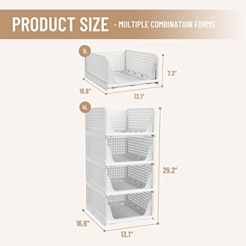 Pinkpum Stackable Storage Baskets Organize Any Space