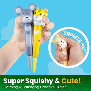 BUNMO Cute Pens for Girls - Cute Gel Pens w/Soft Grip & 24 Refills Included - Gifts for Tween Girls - Designed for Squeezing - Fun Pens for Kids - Pens for Teens - Squishy 12 Pack