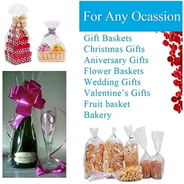 JOYIT 100 ft Clear Cellophane Wrap - Durable 3 Mil Roll