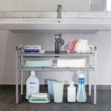 Auledio Metal Under Sink Adjustable Organizer with 7 Shelves