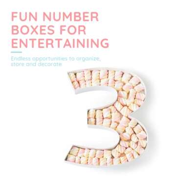 Soul & Lane Fillable Cardboard Number Charcuterie Board Box, Large Paper Mache Numbers Shaped Cutout...