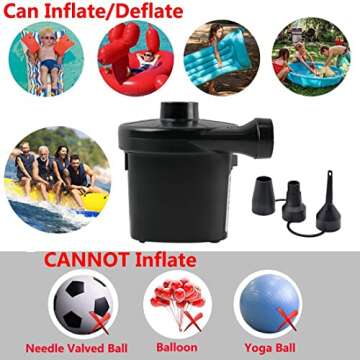 Electric Air Pump for Inflatables Quick Air Mattress Pump Air Bed Pool Toy Raft Boat Pool Pump for Inflatables Pool Air Pump Pool Float Pump(AC/DC Pump(50W))
