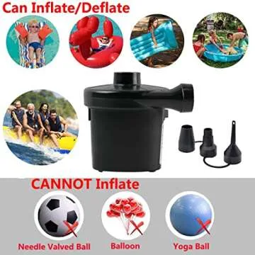 Electric Air Pump for Inflatables Quick Air Mattress Pump Air Bed Pool Toy Raft Boat Pool Pump for Inflatables Pool Air Pump Pool Float Pump(AC/DC Pump(50W))