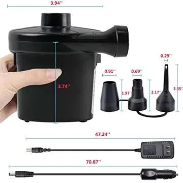 Electric Air Pump for Inflatables Quick Air Mattress Pump Air Bed Pool Toy Raft Boat Pool Pump for Inflatables Pool Air Pump Pool Float Pump(AC/DC Pump(50W))