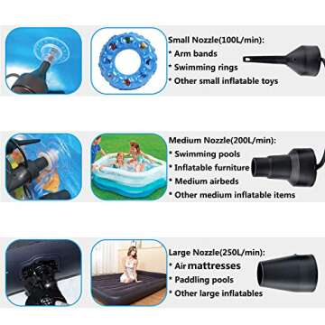 Electric Air Pump for Inflatables Quick Air Mattress Pump Air Bed Pool Toy Raft Boat Pool Pump for Inflatables Pool Air Pump Pool Float Pump(AC/DC Pump(50W))