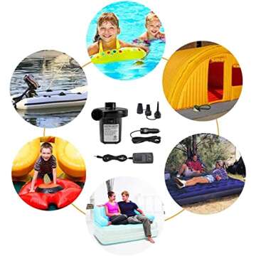 Electric Air Pump for Inflatables Quick Air Mattress Pump Air Bed Pool Toy Raft Boat Pool Pump for Inflatables Pool Air Pump Pool Float Pump(AC/DC Pump(50W))