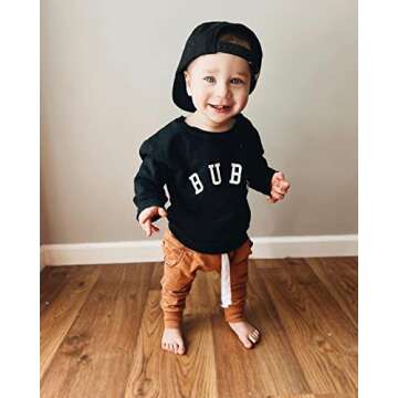 YOKJZJD Infant Toddler Baby Boy Fall Winter Outfits Letter Pullover Sweatshirt Long Sleeve T-Shirt T...