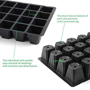 120 Cells Seedling Starter Trays Kit Green House Supplies Seed Trays with Dome and Base, Plus 60Pcs Plant Labels and Hand Tool Kit, 24 Cells per Tray