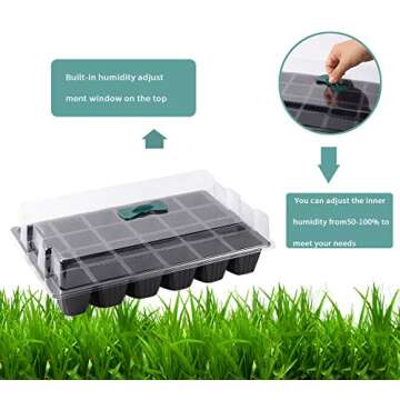 120 Cells Seedling Starter Trays Kit Green House Supplies Seed Trays with Dome and Base, Plus 60Pcs Plant Labels and Hand Tool Kit, 24 Cells per Tray