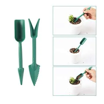 120 Cells Seedling Starter Trays Kit Green House Supplies Seed Trays with Dome and Base, Plus 60Pcs Plant Labels and Hand Tool Kit, 24 Cells per Tray