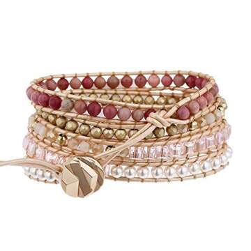Plumiss Rose Quartz Wrap Bracelet for Women - Handmade Jewelry