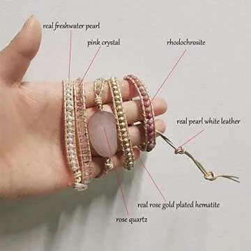 Plumiss Rose Quartz Wrap Bracelet for Women - Handmade Jewelry