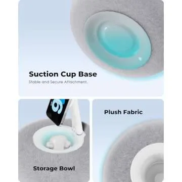 Viozon Phone Holder for Bed, Magnetic Pillow Stand, Compatible with 4-7" Phone/Kindle with Small Storage, Removable Suction Base for Stability, Idea for Kindle Reading and Video Watching On Bed,Grey