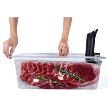 Väeske Large Sous Vide Container with Lid and Insulating Sleeve | Sous Vide Accessories | Compatible with Anova, Anova Nano, Joule, Instant Pot, Sous Vide Cookers (26 QT)