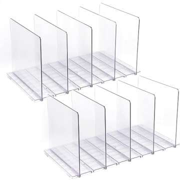 Acrylic Shelf Dividers 8 Pack Clear Closet Shelves Divider for Clothes Purse Bag Handbag Organizer S...