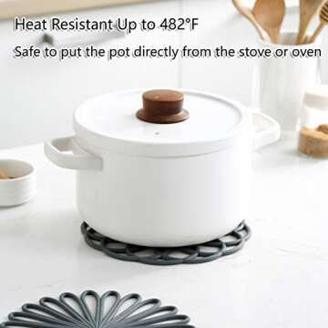 Set of 3 Silicone Trivet Mat - Hot Pot Holder Hot Pads for Table & Countertop - Trivet for Hot Dishe...