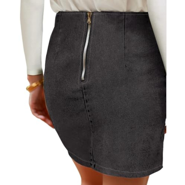 Vetinee Women's Stretchy Back Zip Casual Denim Skirt