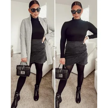 Vetinee Women's Stretchy Back Zip Casual Denim Skirt