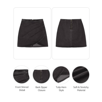 Vetinee Women's Stretchy Back Zip Casual Denim Skirt