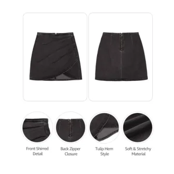 Vetinee Women's Stretchy Back Zip Casual Denim Skirt