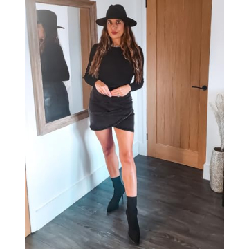 Vetinee Women's Stretchy Back Zip Casual Denim Skirt