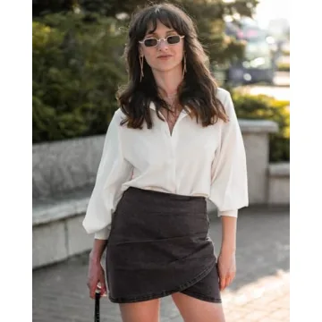 Vetinee Women's Stretchy Back Zip Casual Denim Skirt