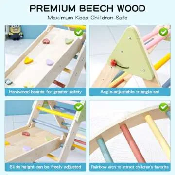 AmazingJoy Pikler Triangle Set Climber Montessori Climbing Set Wooden Climbing Gym 5 in 1,3 Piece Pikler Climbing Set Toddlers 1-3 Inside Baby Climbing Jungle Gym Toddler Indoor Playground Christmas