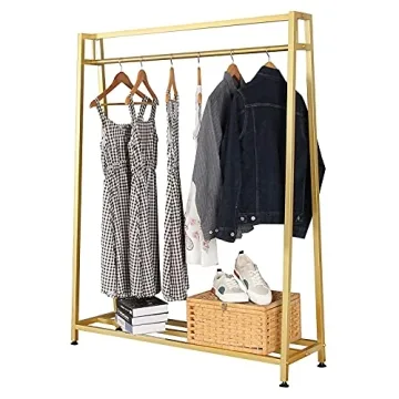 Gold Metal Clothing Rack for Boutiques Home Durable Space Saver