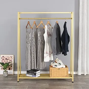 Gold Metal Clothing Rack for Boutiques Home Durable Space Saver