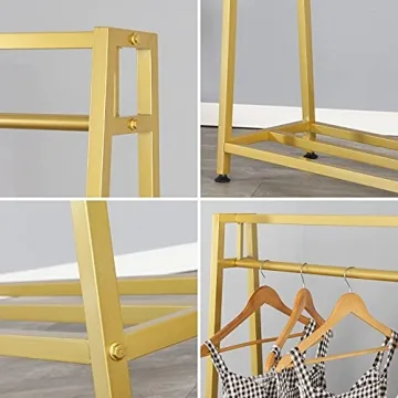 Gold Metal Clothing Rack for Boutiques Home Durable Space Saver