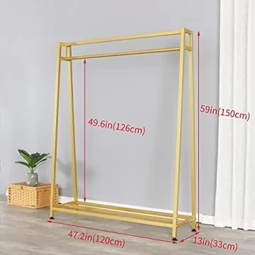 Gold Metal Clothing Rack for Boutiques Home Durable Space Saver