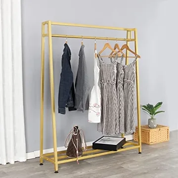 Gold Metal Clothing Rack for Boutiques Home Durable Space Saver