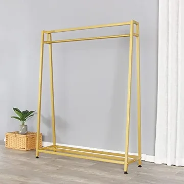 Gold Metal Clothing Rack for Boutiques Home Durable Space Saver