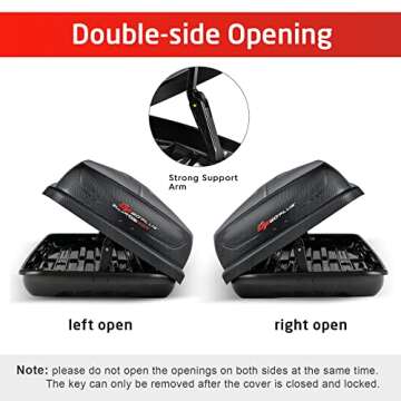 Goplus Rooftop Cargo Carrier Hard Shell, 14 Cubic Feet Waterproof Car Roof Cargo Carrier w/Dual Side Opening, Security Key, 165LBS Capacity, for 17” to 22.8” Wide Crossbar Rack, Vehicle Cargo Box