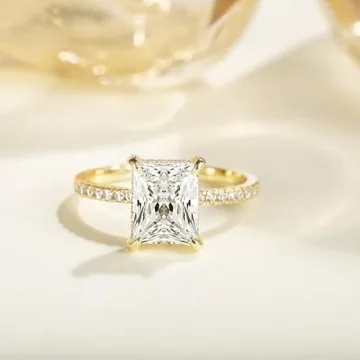 TIGRADE Elegant 4CT Engagement Ring for Women Gold Adjustable